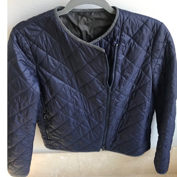Brunello Cucinelli quilted cropped jacket - navy
